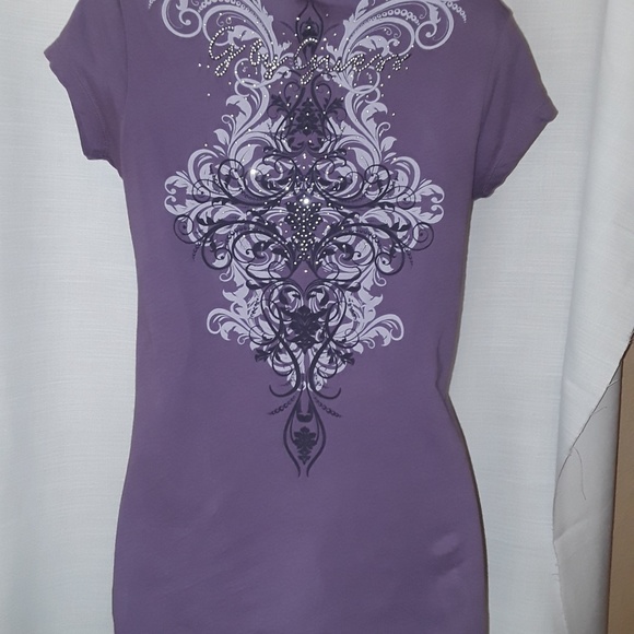 GUESS, Purple, V-neck t-shirt - Picture 3 of 5